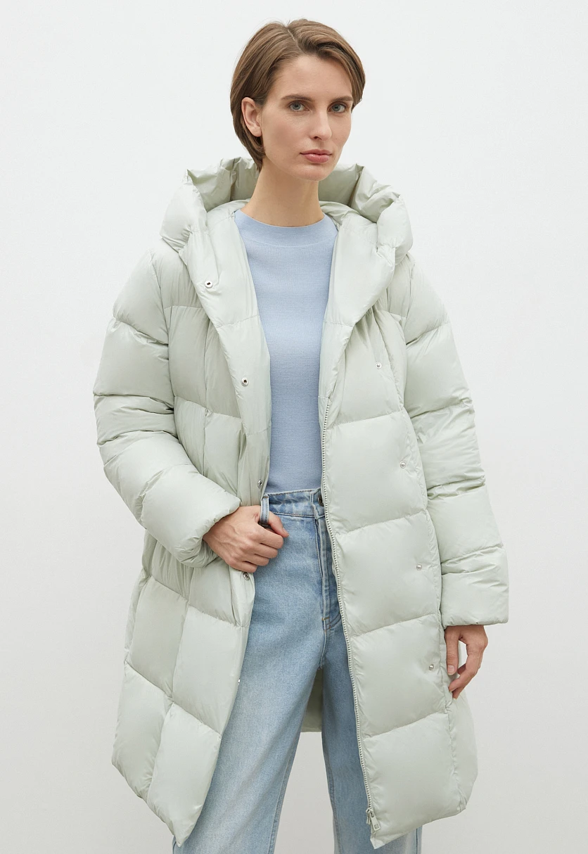 Стеганое пуховое пальто силуэта oversize, Модель FWC11079, Фото №1