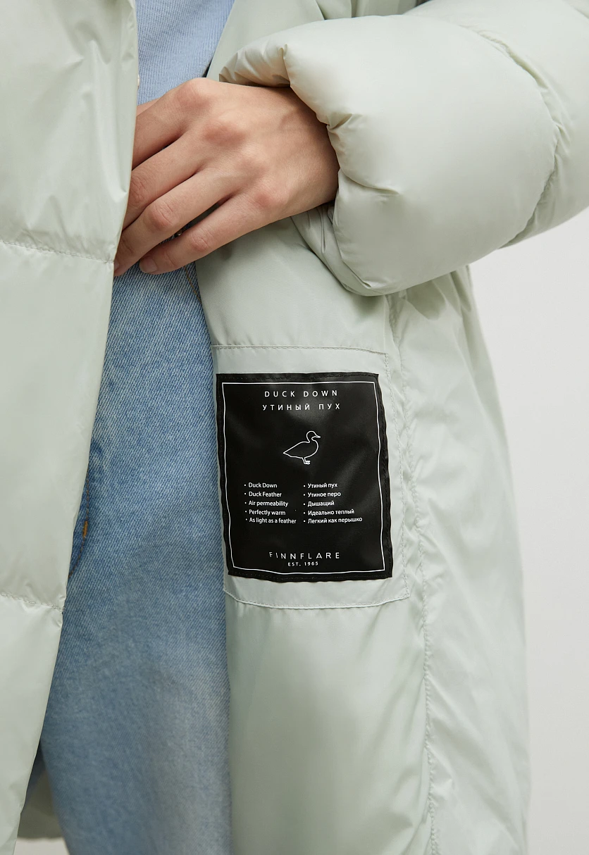 Стеганое пуховое пальто силуэта oversize, Модель FWC11079, Фото №8