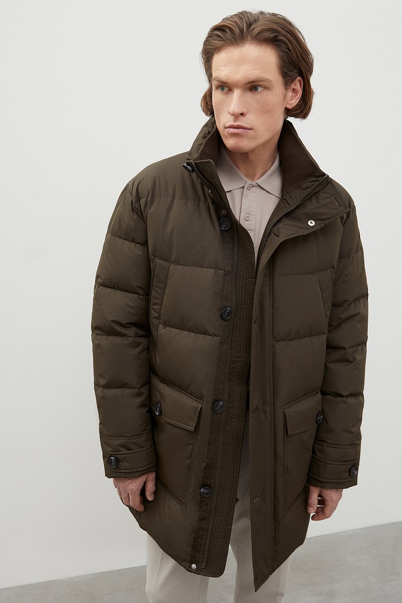 Стеганое пуховое пальто с капюшоном, Модель FWC21006, Фото №1
