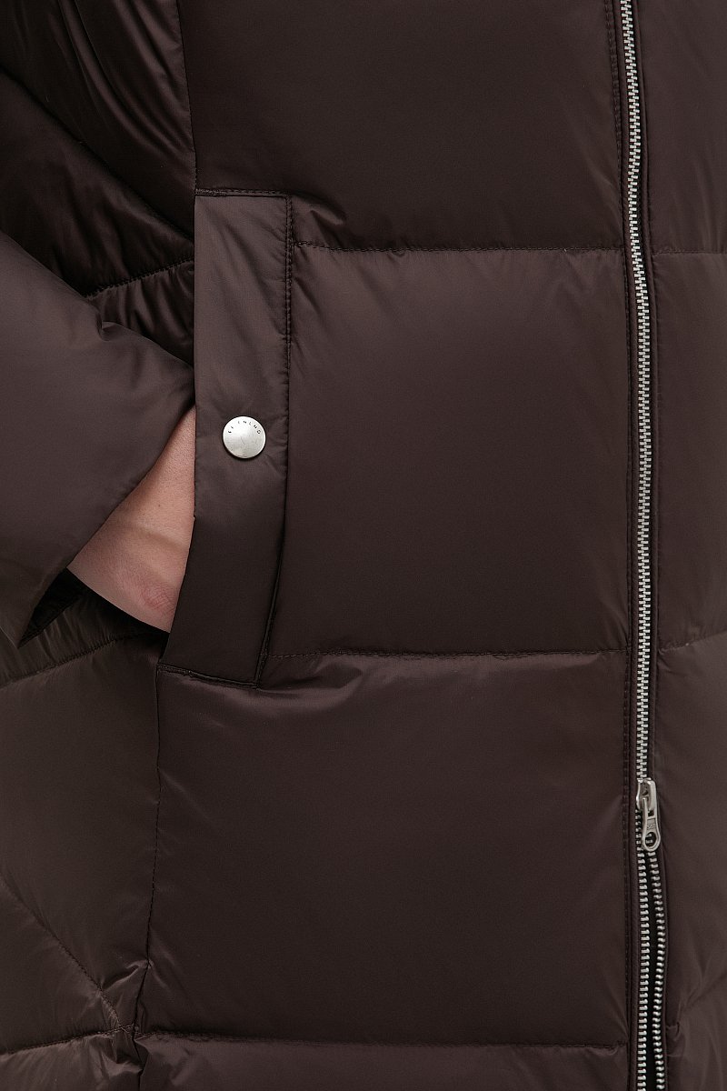 Стеганое пуховое пальто с капюшоном, Модель FWC11071, Фото №6