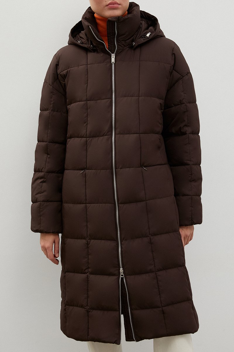 Стеганое утепленное пальто с капюшоном, Модель FWC11092, Фото №3