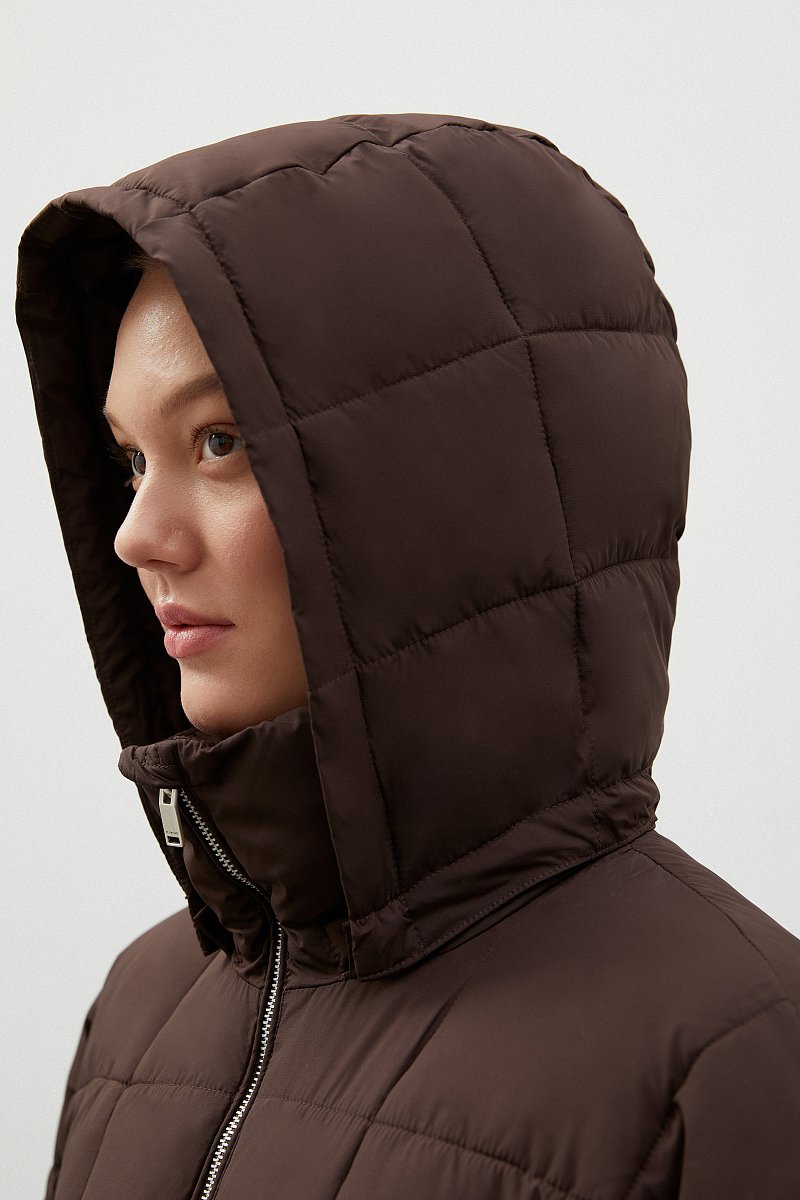 Стеганое утепленное пальто с капюшоном, Модель FWC11092, Фото №9