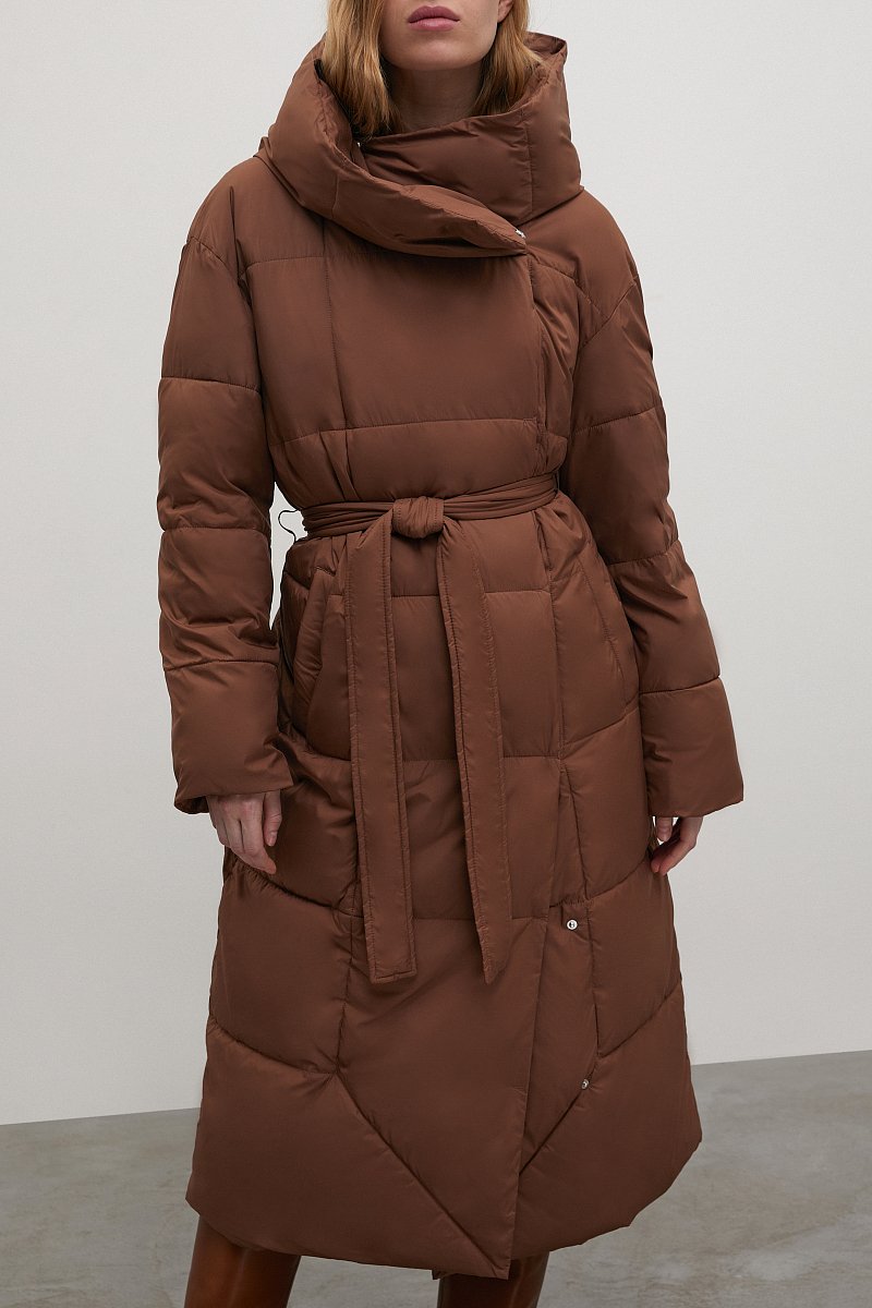 Стеганое утепленное пальто с поясом, Модель FWC11029, Фото №3