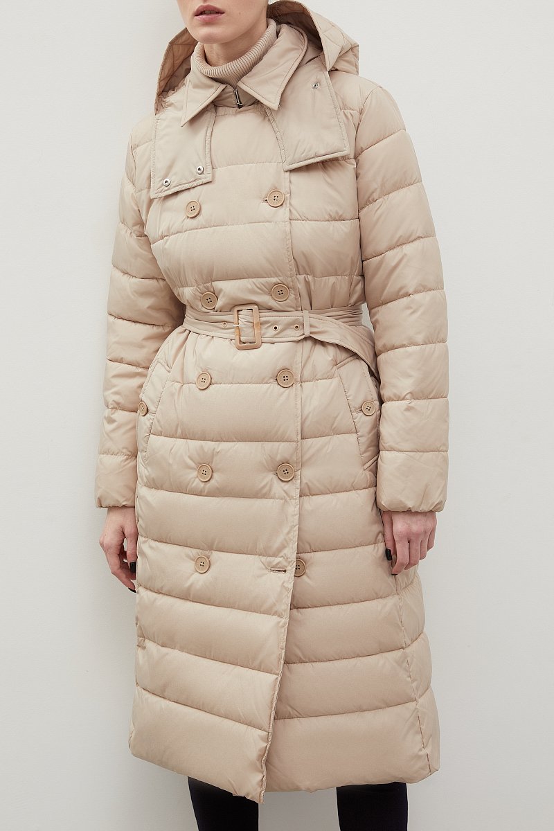 Стеганое утепленное пальто с поясом, Модель FWC11006, Фото №3
