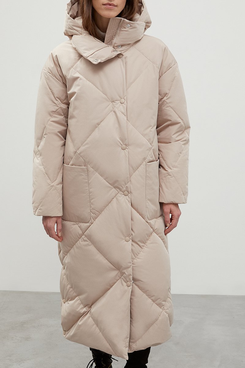 Стеганое пуховое пальто с капюшоном, Модель FWC11082, Фото №3