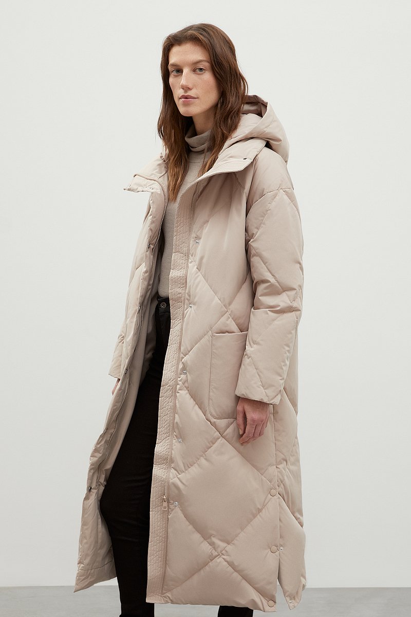Стеганое пуховое пальто с капюшоном, Модель FWC11082, Фото №4