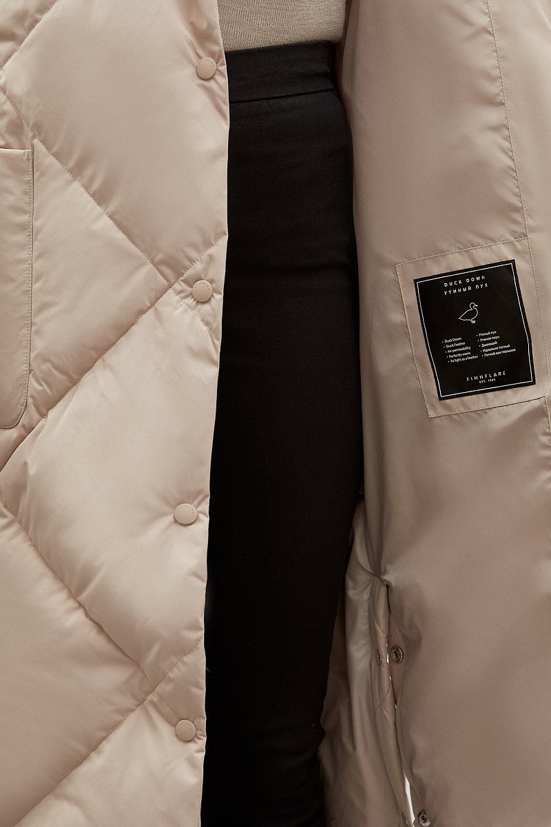 Стеганое пуховое пальто с капюшоном, Модель FWC11082, Фото №7