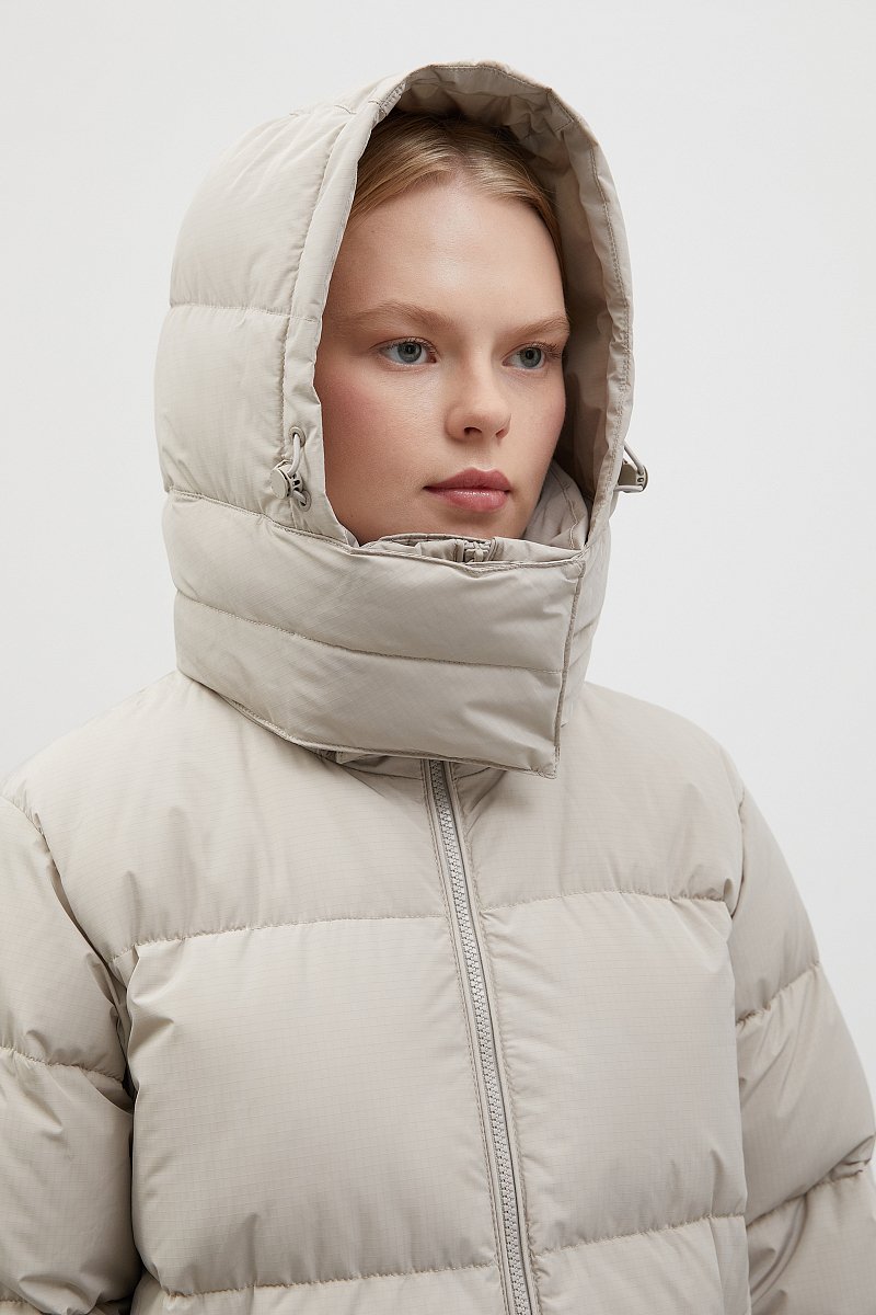 Стеганое пуховое пальто oversize силуэта, цвет Черный, артикул ...