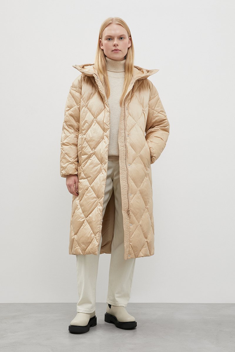 Стеганое пуховое пальто с капюшоном, Модель FWC11012, Фото №2