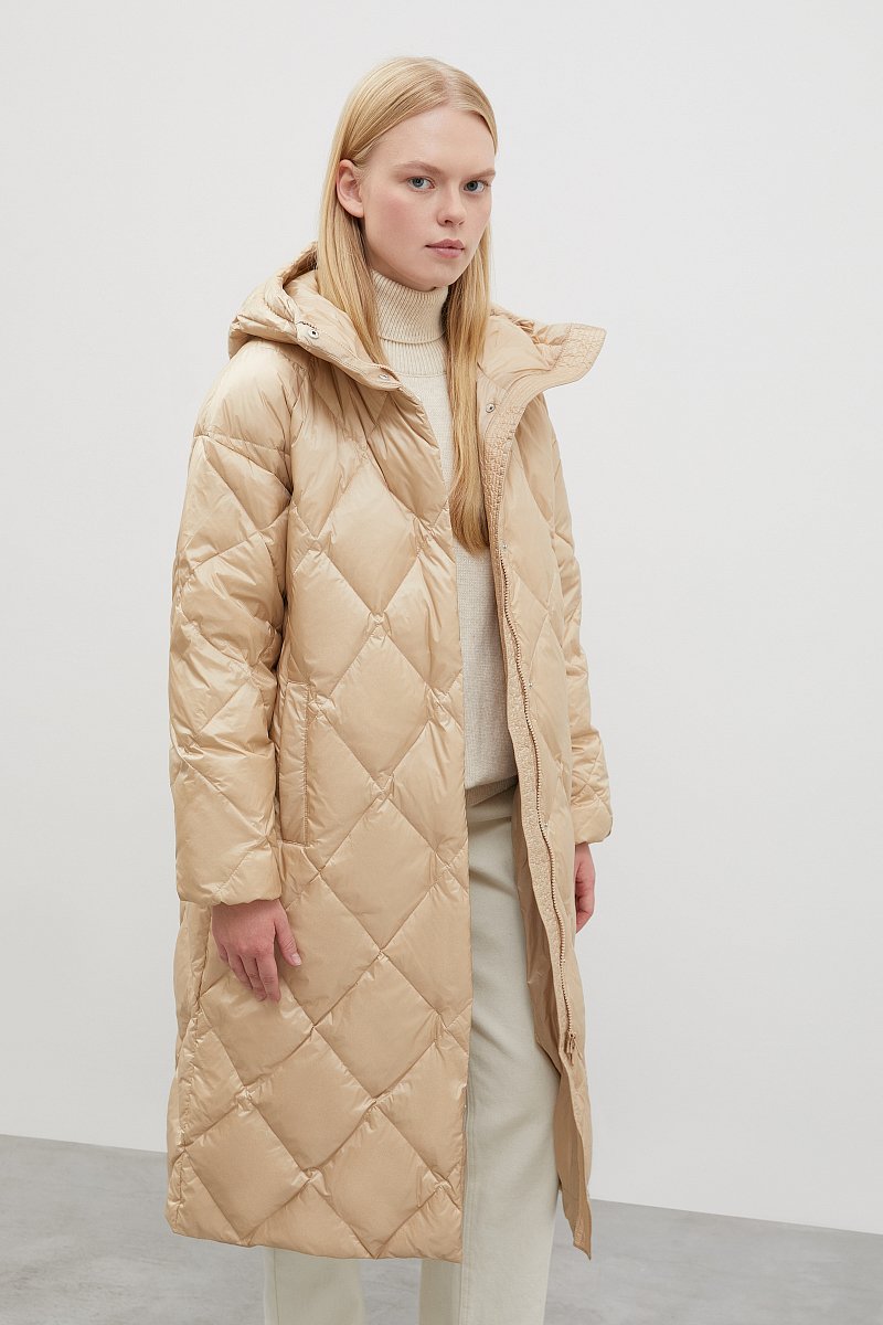 Стеганое пуховое пальто с капюшоном, Модель FWC11012, Фото №4