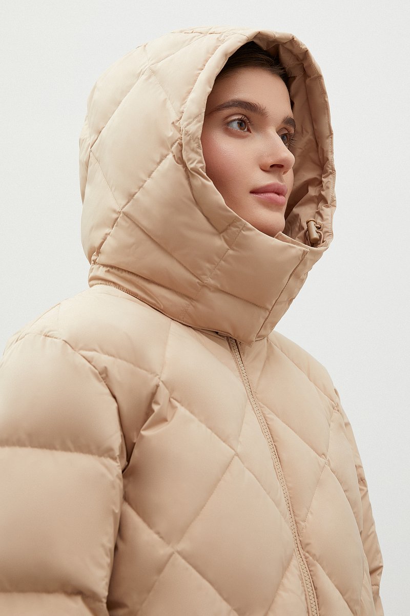 Стеганое пуховое пальто с капюшоном, Модель FWC11019, Фото №8