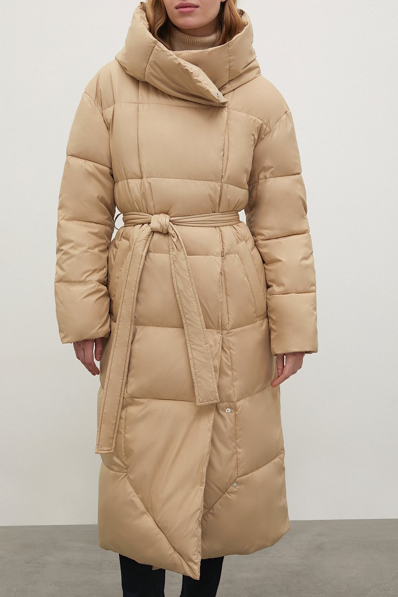 Стеганое утепленное пальто с поясом, Модель FWC11029, Фото №3