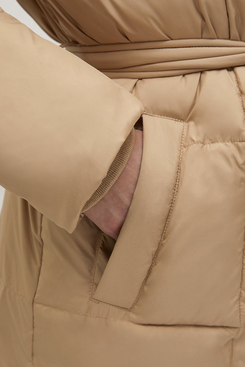 Стеганое утепленное пальто с поясом, Модель FWC11029, Фото №7
