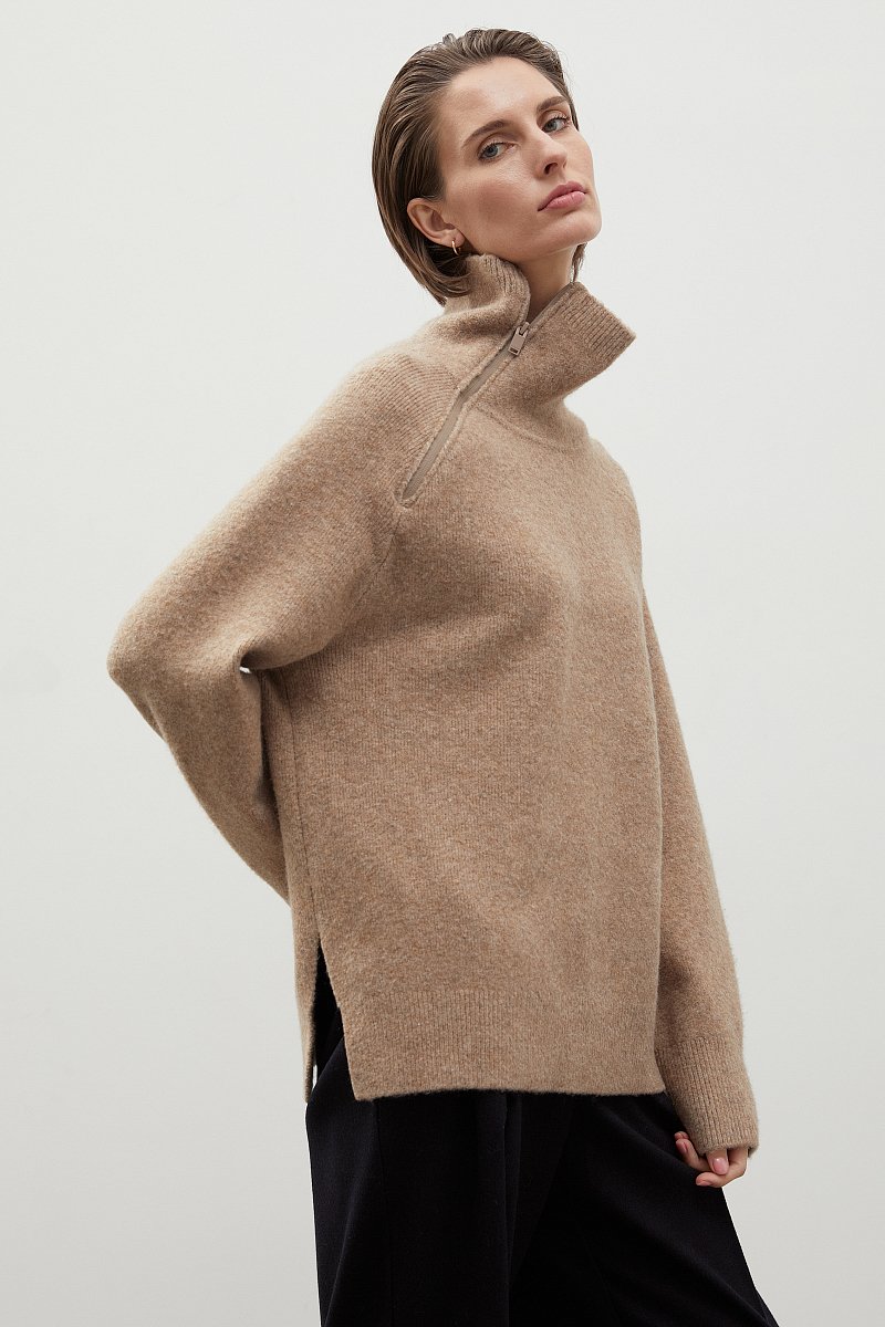 Свитер oversize силуэта с молнией, Модель FWC11114, Фото №4