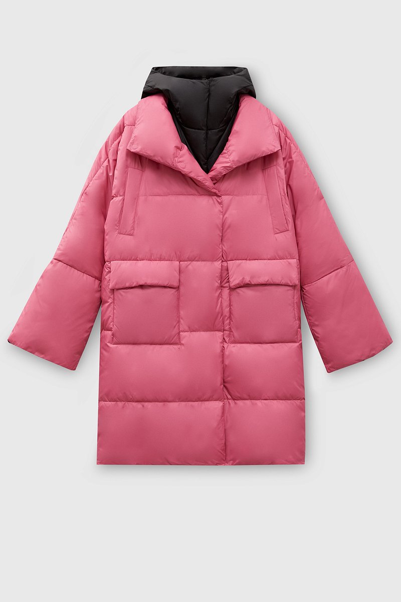 Утепленное пальто с контрастными деталями, Модель FWC11098, Фото №10