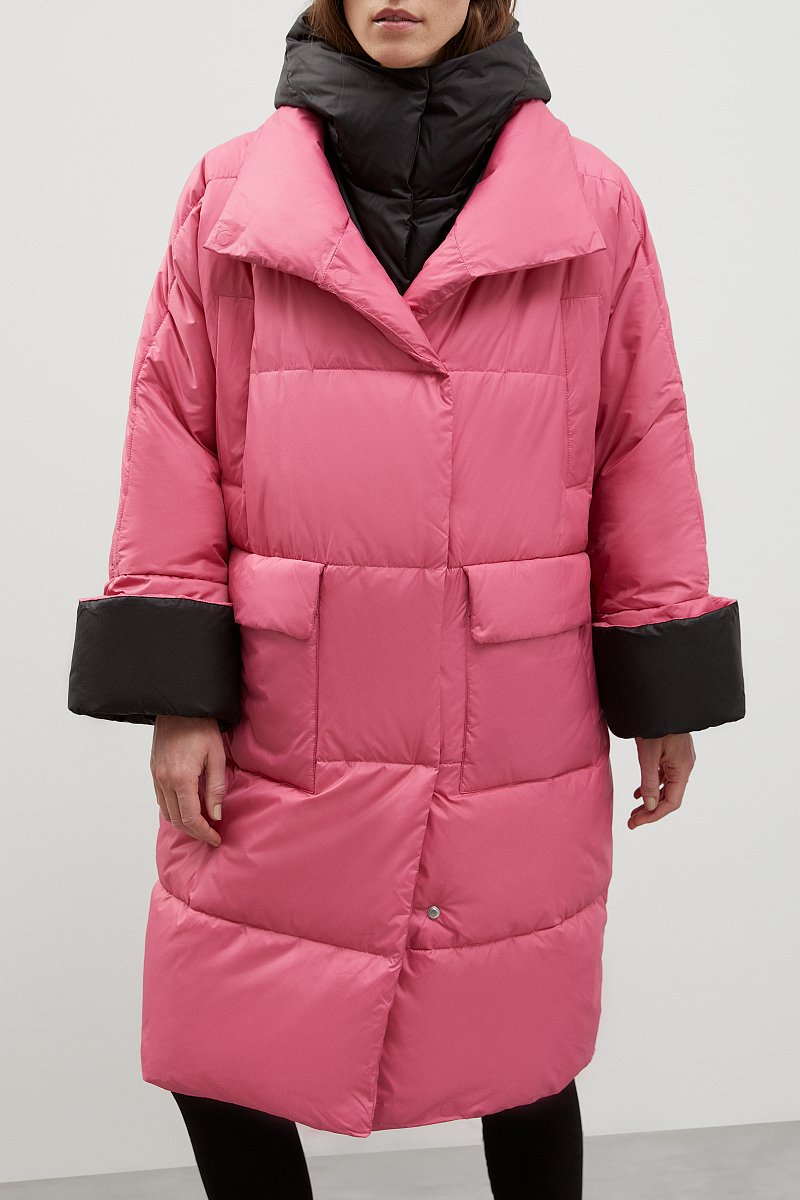 Утепленное пальто с контрастными деталями, Модель FWC11098, Фото №3