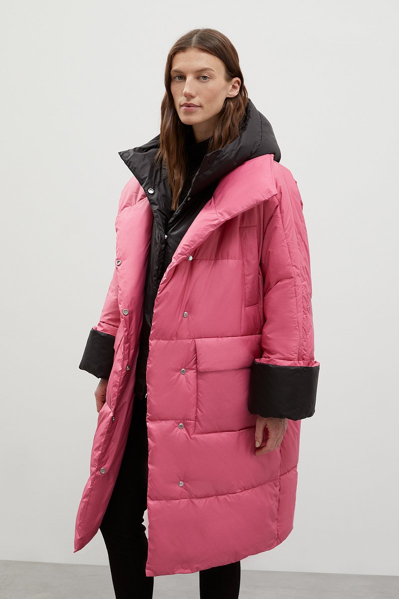 Утепленное пальто с контрастными деталями, Модель FWC11098, Фото №4