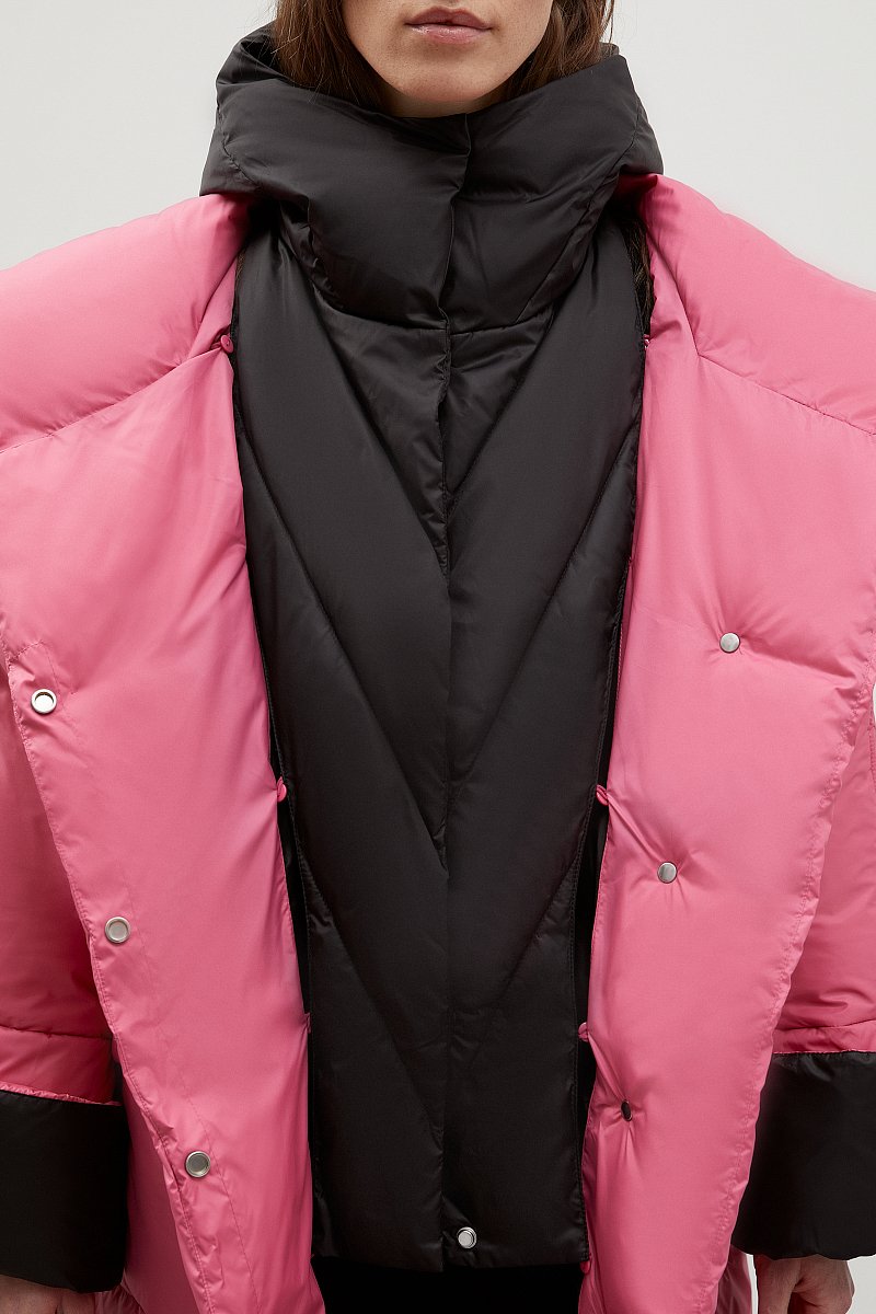 Утепленное пальто с контрастными деталями, Модель FWC11098, Фото №8