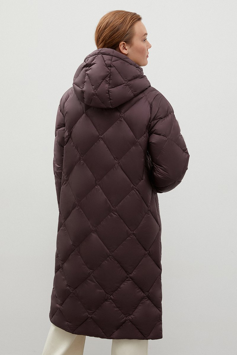 Стеганое пуховое пальто с капюшоном, Модель FWC11012, Фото №5