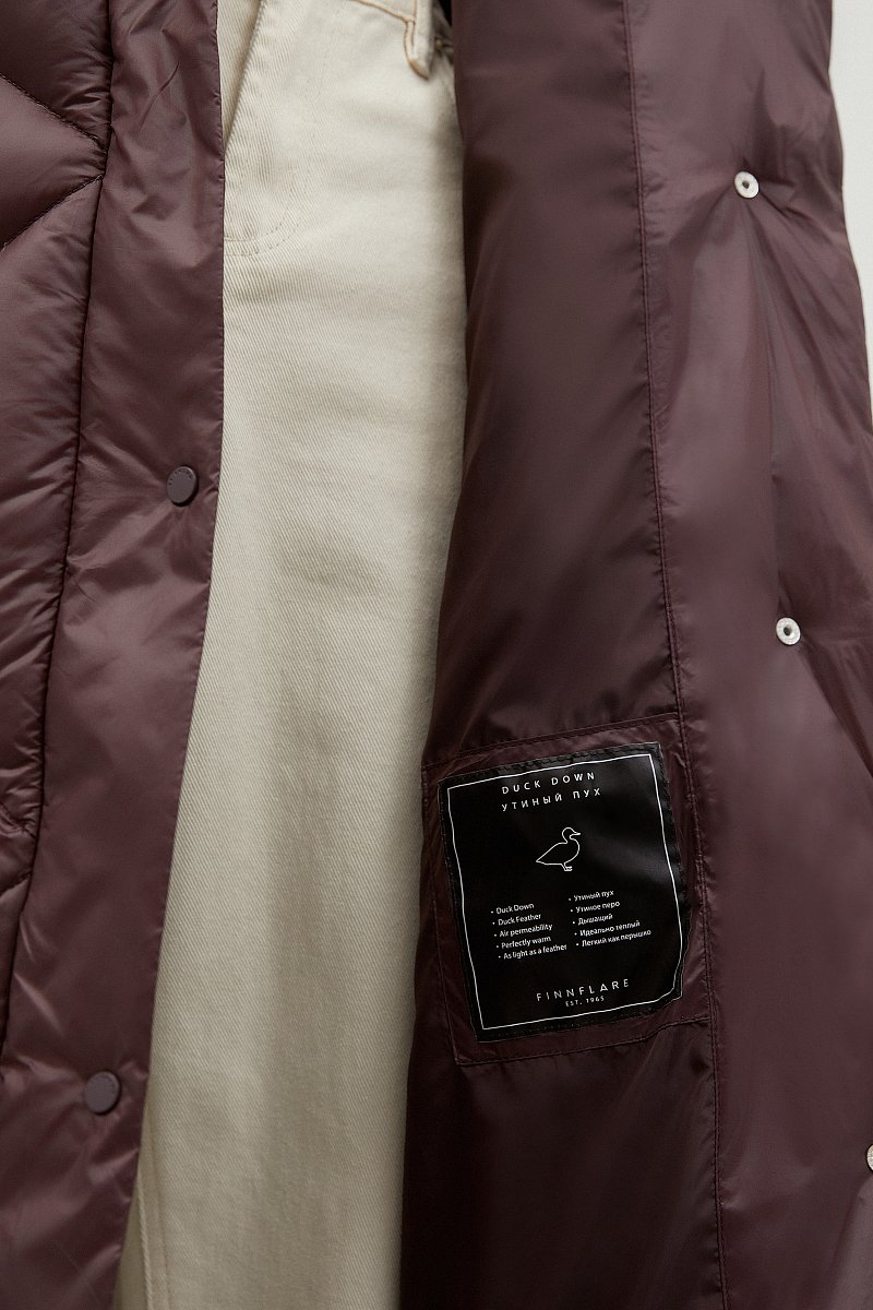 Стеганое пуховое пальто с поясом, Модель FWC11052, Фото №6