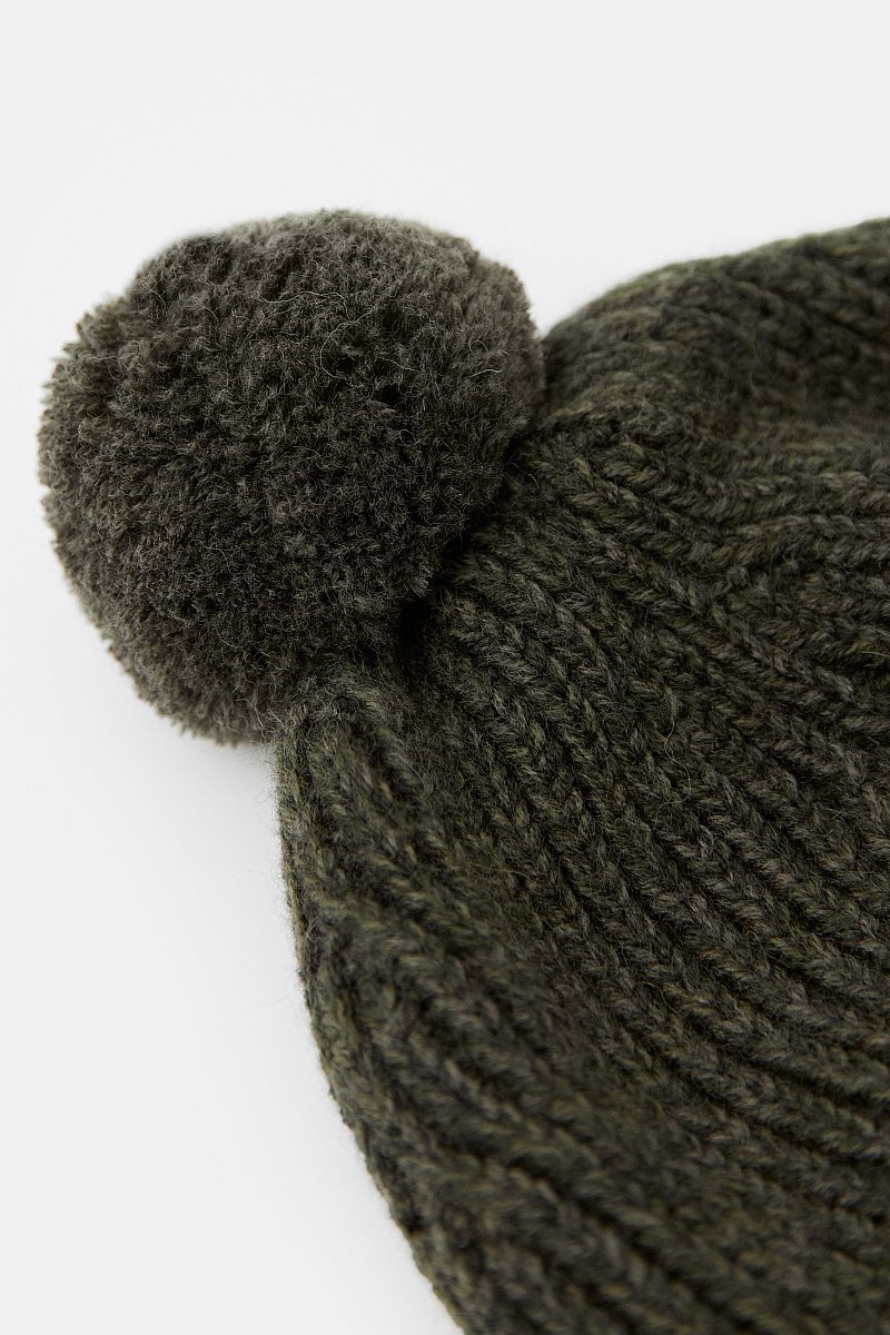 Базовая шапка с помпоном с добавлением шерсти, Модель FWC21158, Фото №2
