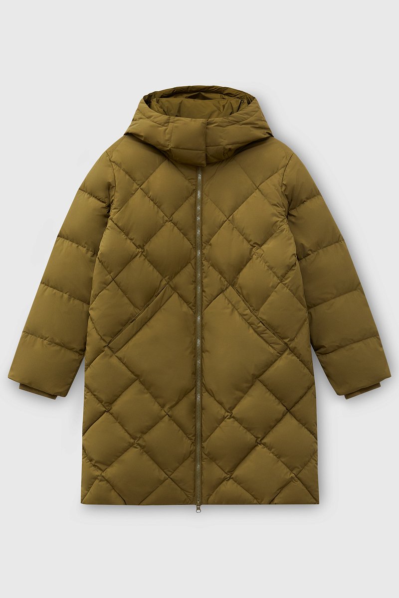 Стеганое пуховое пальто с капюшоном, Модель FWC11019, Фото №9