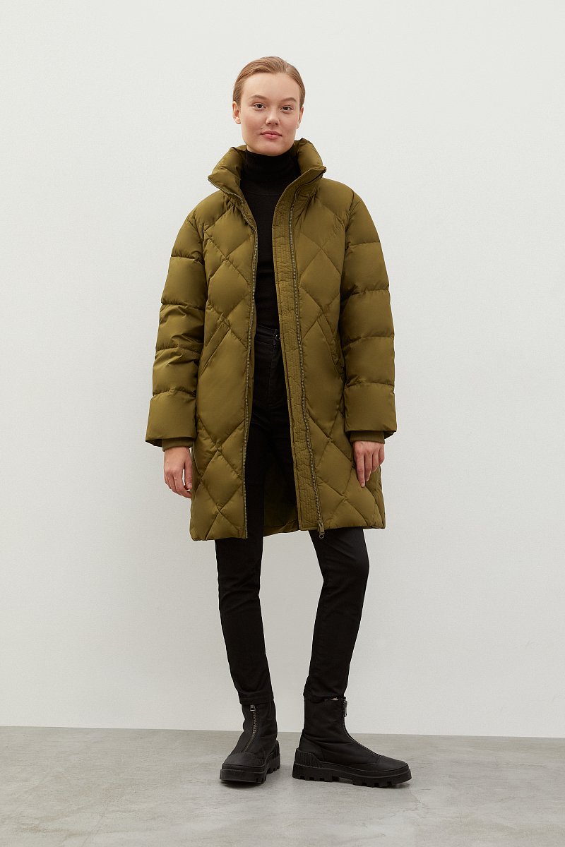 Стеганое пуховое пальто с капюшоном, Модель FWC11019, Фото №2