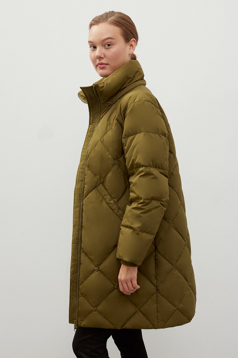 Стеганое пуховое пальто с капюшоном, Модель FWC11019, Фото №4