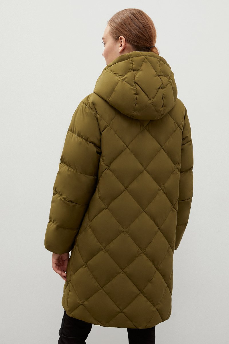 Стеганое пуховое пальто с капюшоном, Модель FWC11019, Фото №5