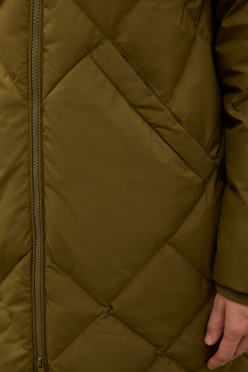 Стеганое пуховое пальто с капюшоном, Модель FWC11019, Фото №6