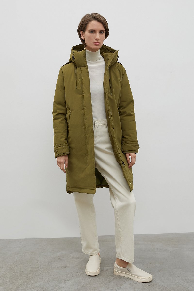 Пуховое пальто с капюшоном, Модель FWC11028, Фото №2