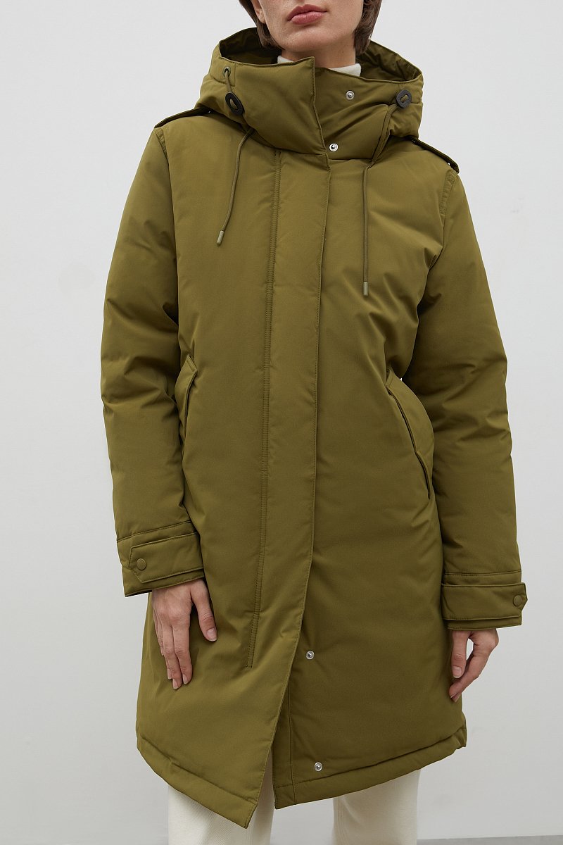Пуховое пальто с капюшоном, Модель FWC11028, Фото №3