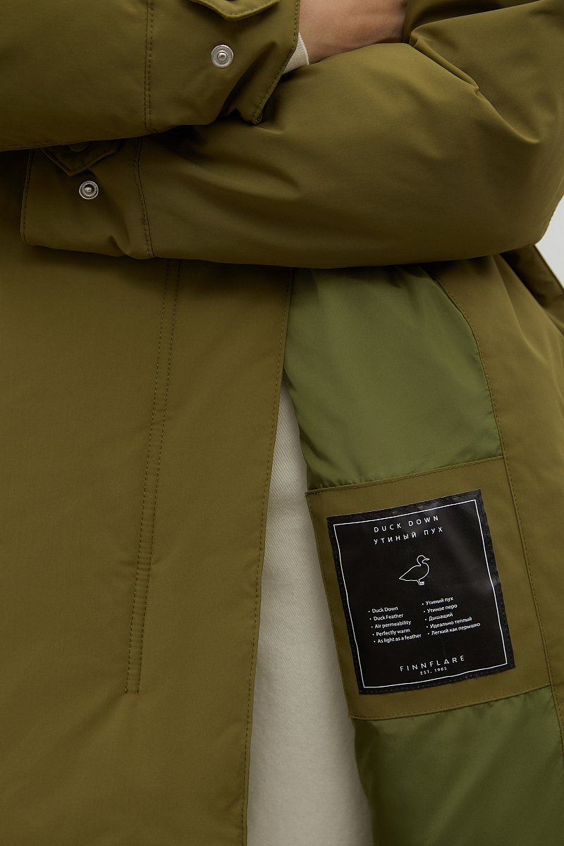 Пуховое пальто с капюшоном, Модель FWC11028, Фото №6