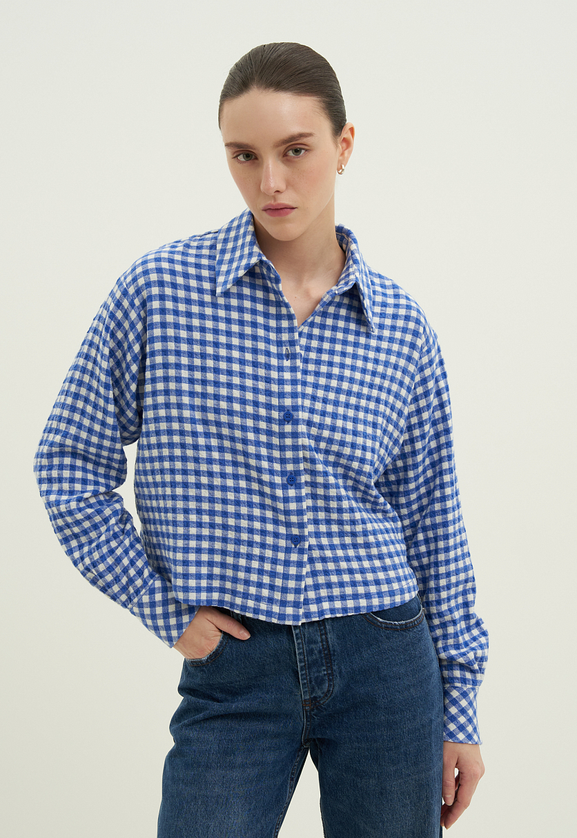 Рубашка свободного силуэта в клетку