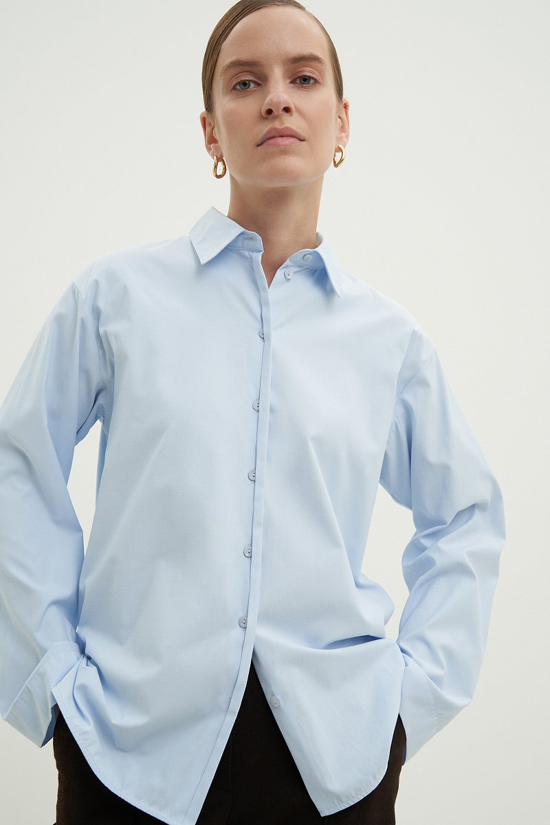 Рубашка свободного силуэта в рубчик, Модель FWD11093, Фото №3