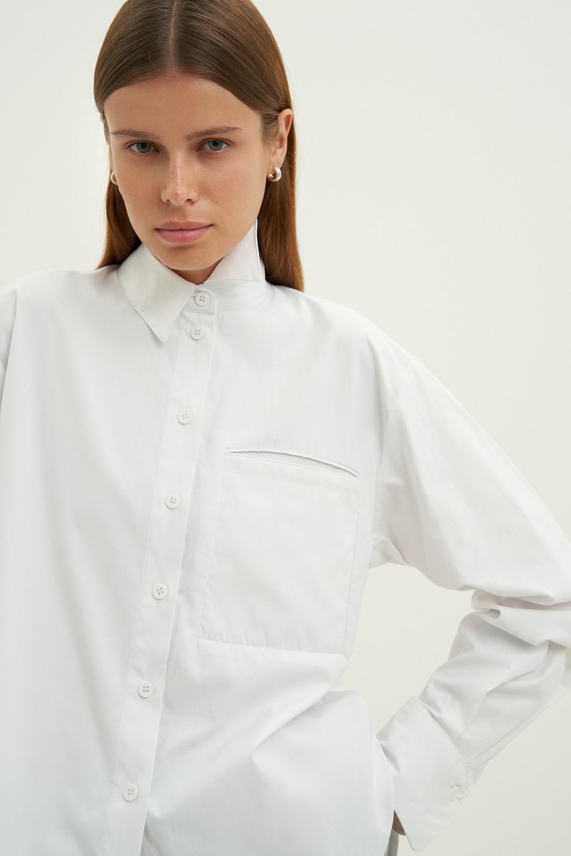 Рубашка свободного силуэта в рубчик, Модель FWD11092, Фото №3