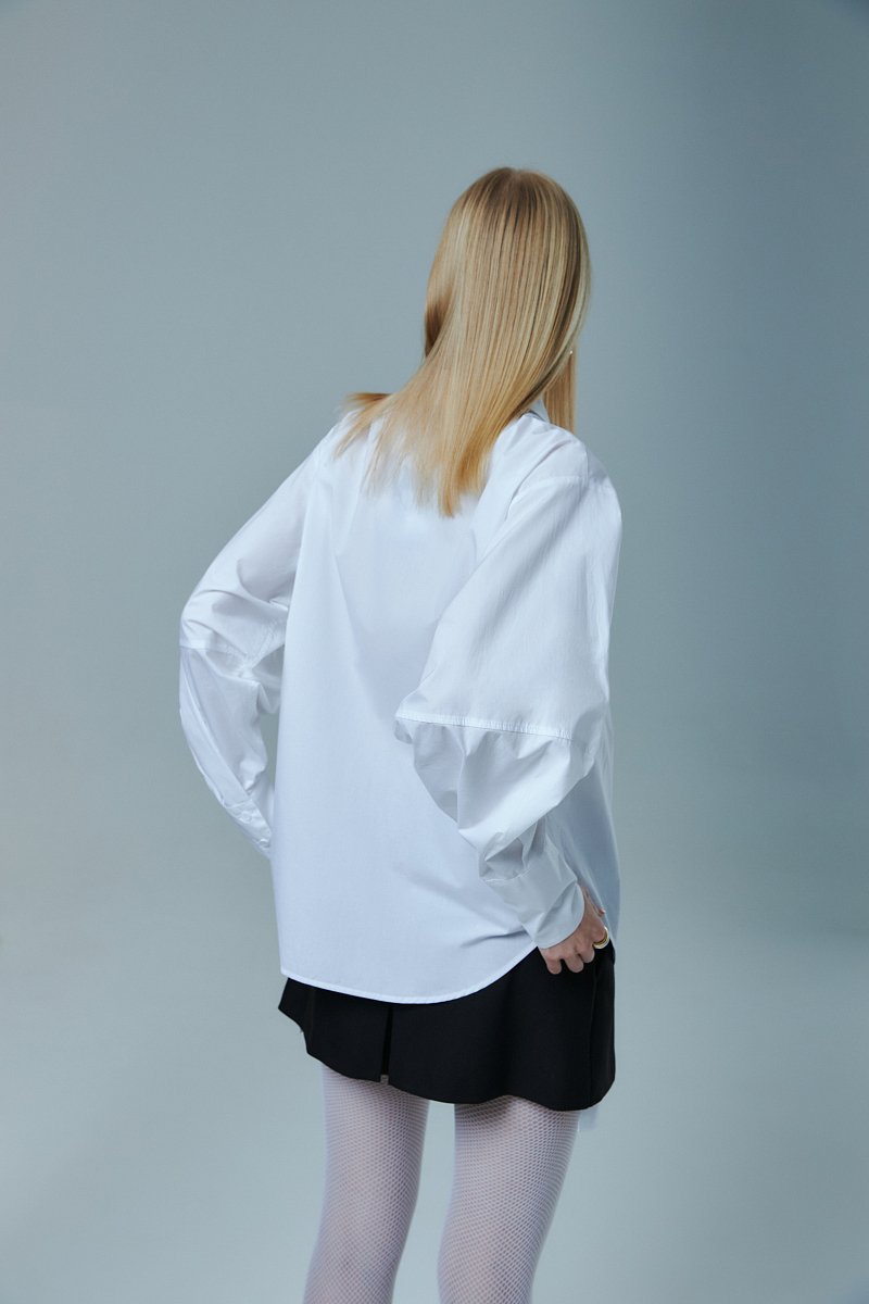 Рубашка из хлопка с объемными рукавами из капсулы Карины Нигай, Модель FWD51002, Фото №3