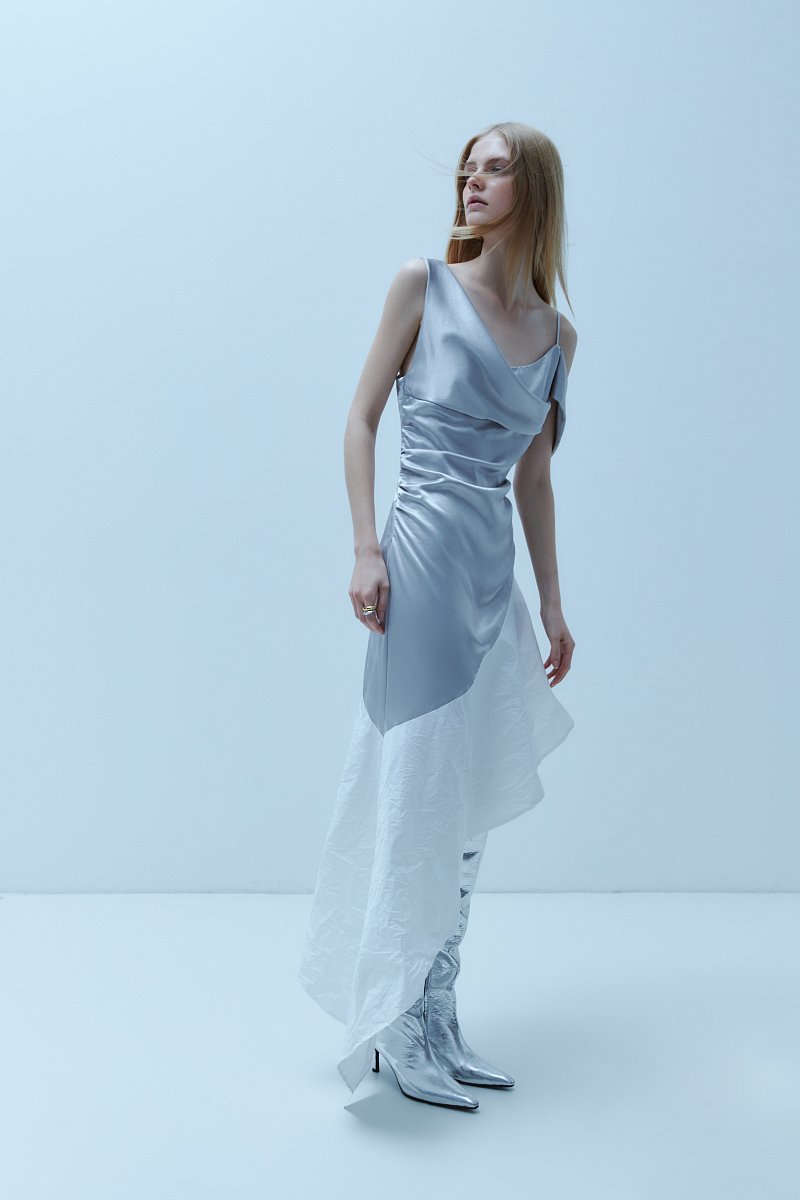 Атласное платье с драпировкой из капсулы Карины Нигай, Модель FWD51006, Фото №3