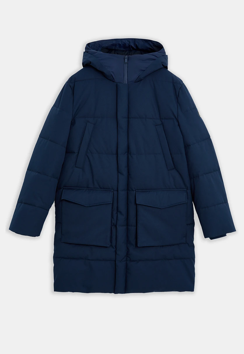 Утепленное пальто с накладными карманами Темно-cиний FWE21002Купить в интернет-магазине FINN FLARE, предосмотр фото №10 Утепленное пальто с накладными карманами, Модель FWE21002, Фото №10