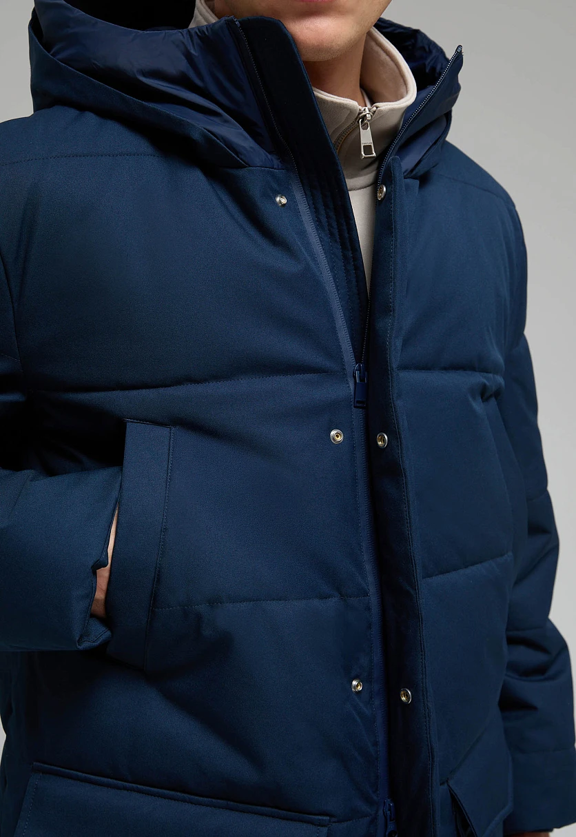 Утепленное пальто с накладными карманами Темно-cиний FWE21002Купить в интернет-магазине FINN FLARE, предосмотр фото №5 Утепленное пальто с накладными карманами, Модель FWE21002, Фото №5