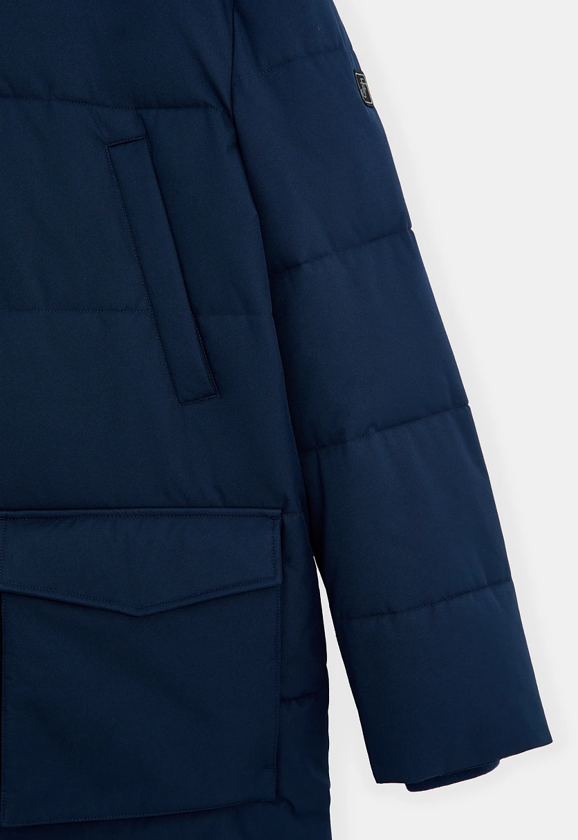 Утепленное пальто с накладными карманами Темно-cиний FWE21002Купить в интернет-магазине FINN FLARE, предосмотр фото №9 Утепленное пальто с накладными карманами, Модель FWE21002, Фото №9
