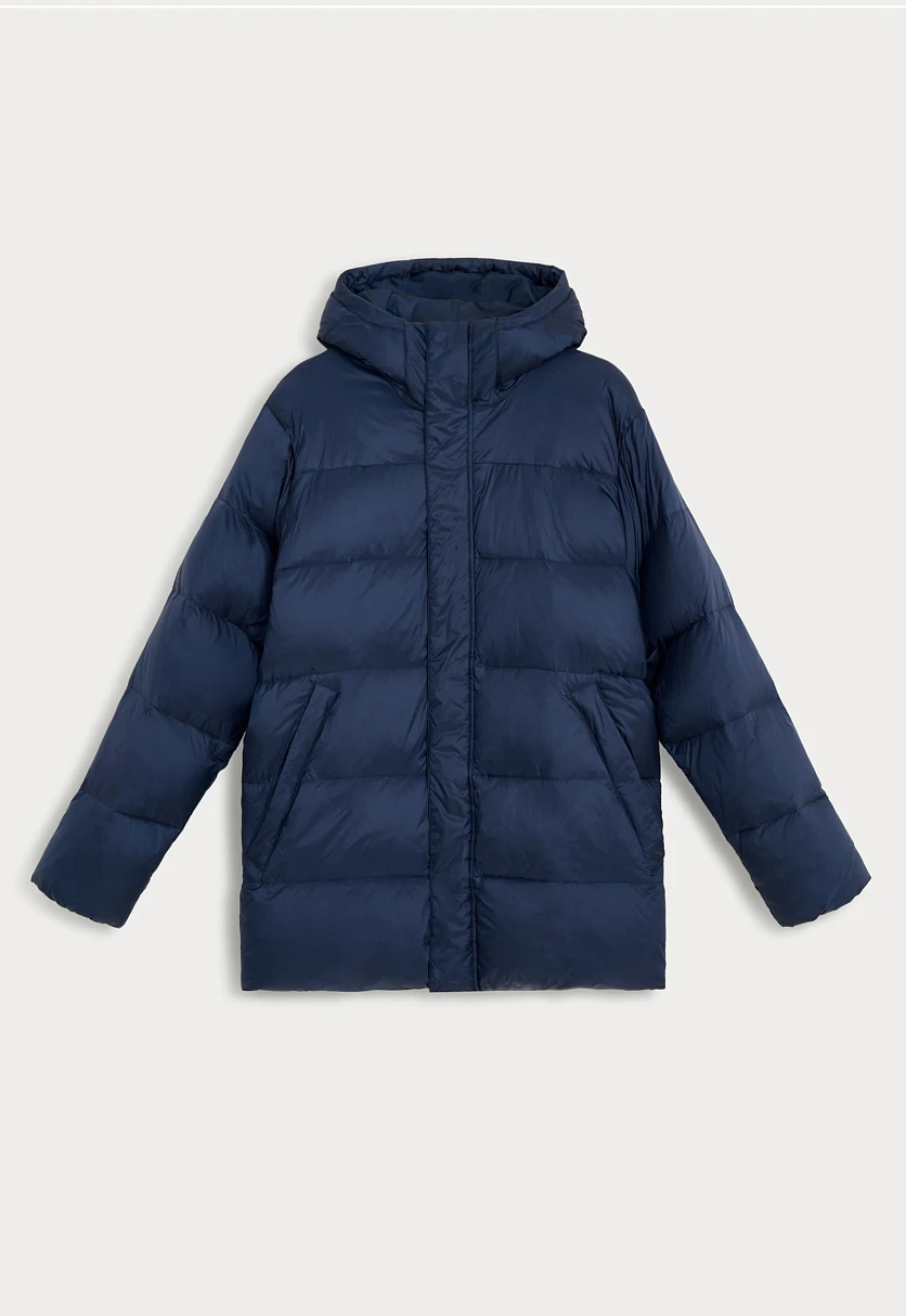 Пуховое полупальто с воротником-стойкой Темно-cиний FWE21018Купить в интернет-магазине FINN FLARE, предосмотр фото №9 Пуховое полупальто с воротником-стойкой, Модель FWE21018, Фото №9