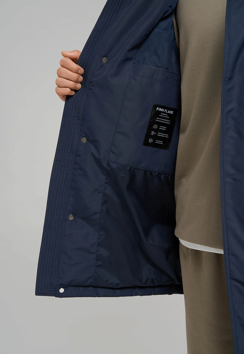 Утепленное полупальто с накладными карманами и капюшоном, Модель FWE21037, Фото №9