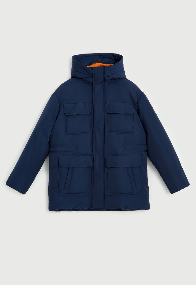 Пуховое пальто с накладными карманами Темно-cиний FWE21039Купить в интернет-магазине FINN FLARE, предосмотр фото №10 Пуховое пальто с накладными карманами, Модель FWE21039, Фото №10