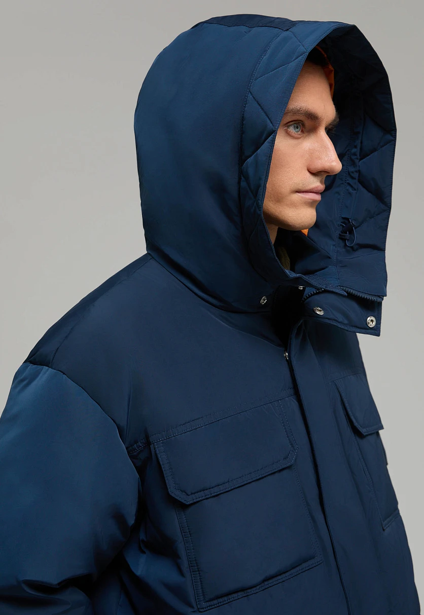 Пуховое пальто с накладными карманами Темно-cиний FWE21039Купить в интернет-магазине FINN FLARE, предосмотр фото №5 Пуховое пальто с накладными карманами, Модель FWE21039, Фото №5