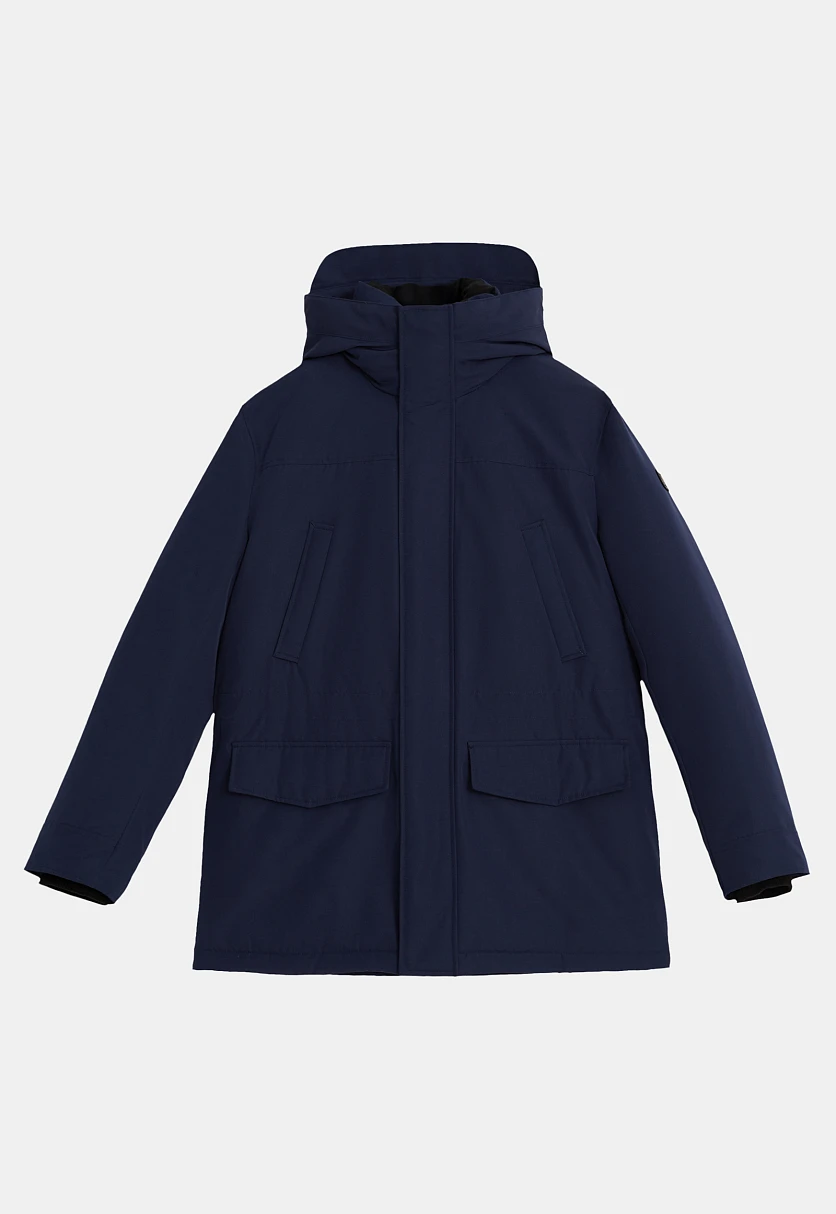 Пуховое полупальто с накладными карманами и капюшоном Темно-cиний FWE21046Купить в интернет-магазине FINN FLARE, предосмотр фото №9 Пуховое полупальто с накладными карманами и капюшоном, Модель FWE21046, Фото №9