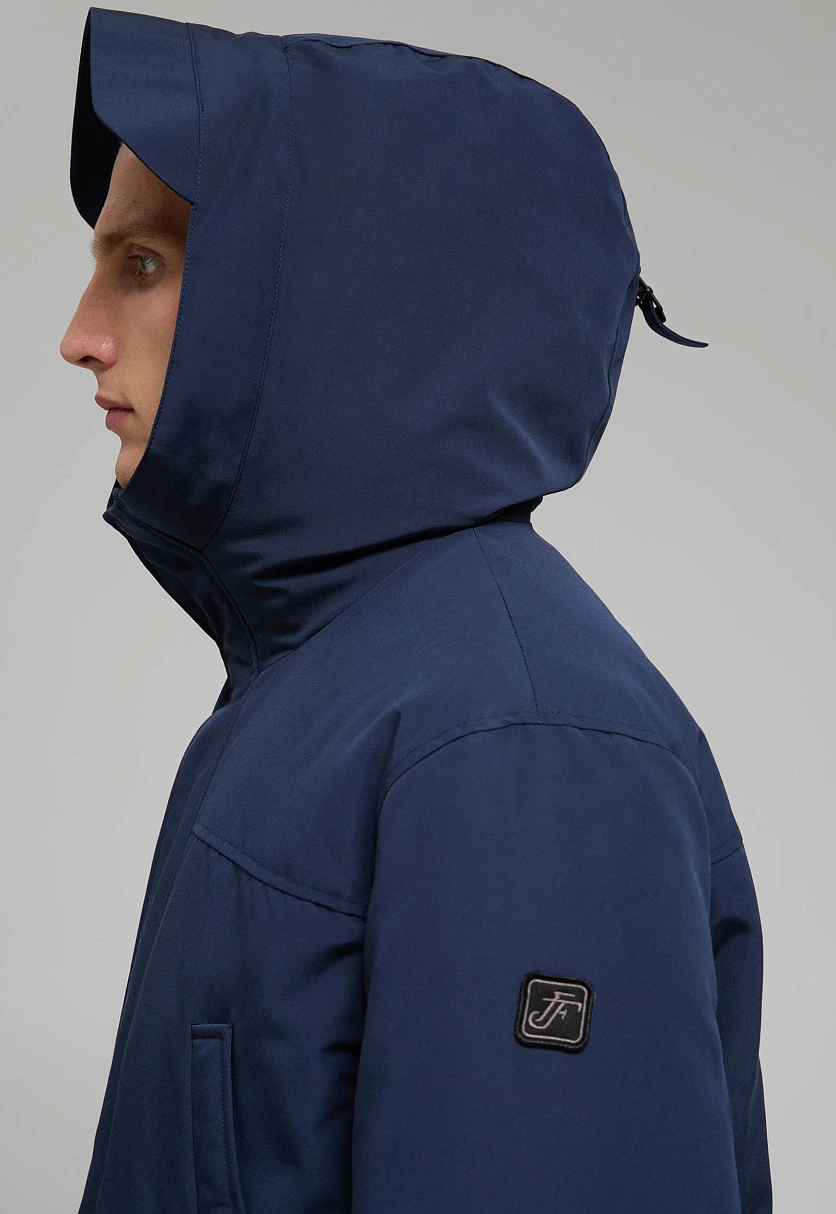 Пуховое полупальто с накладными карманами и капюшоном Темно-cиний FWE21046Купить в интернет-магазине FINN FLARE, предосмотр фото №7 Пуховое полупальто с накладными карманами и капюшоном, Модель FWE21046, Фото №7