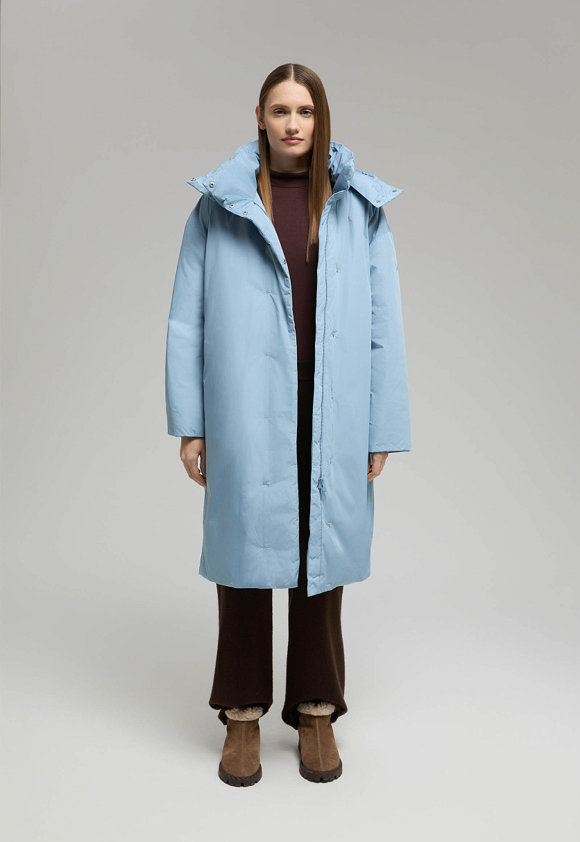 Пуховое пальто с переливающимся эффектом