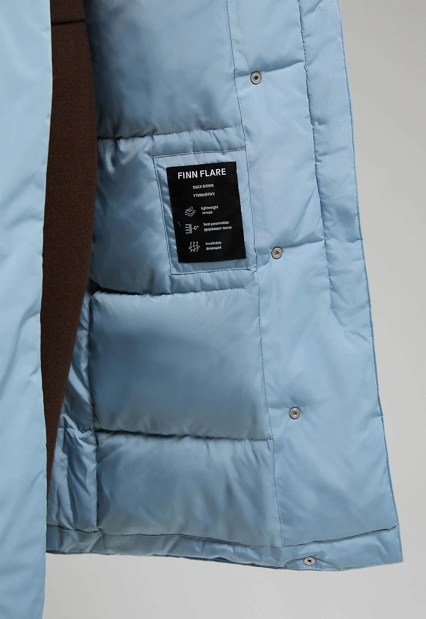 Пуховое пальто с переливающимся эффектом Голубой FWE11071Купить в интернет-магазине FINN FLARE, предосмотр фото №8 Пуховое пальто с переливающимся эффектом, Модель FWE11071, Фото №8