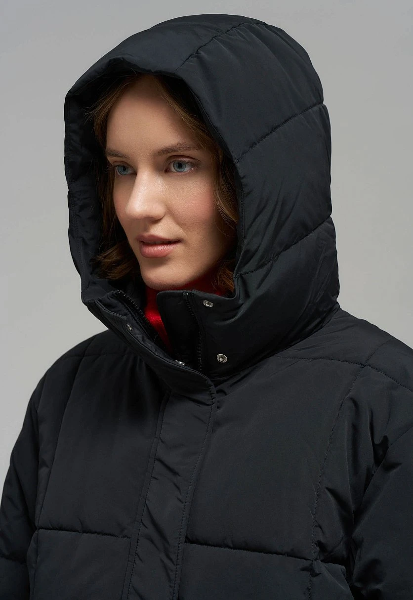 Утепленное пальто с капюшоном и воротником-стойкой, Модель FWE11000, Фото №5